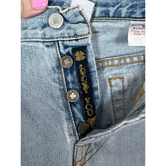 Vintage LUCKY BRAND Distressed Frayed Mid-Rise Jeans 14/32 - Picture 2 of 11